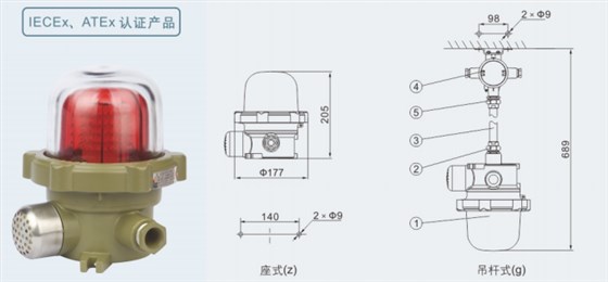 IECEX防爆声光报警器、ATEX防爆声光报警器安装示例