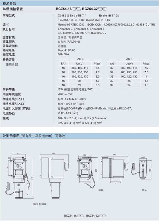 ATEX防爆插销，IECEX防爆插销，CUTR防爆插销，防爆插座，防爆插接装置