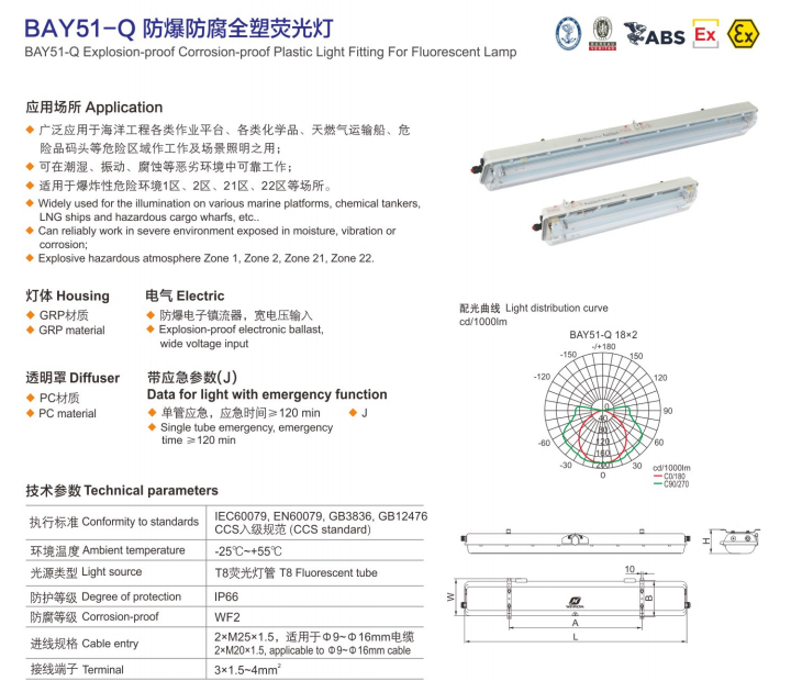 BAY51-Q防爆防腐全塑荧光灯